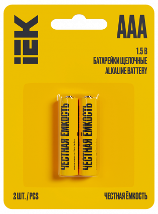 Фотография товара 'IEK ABT-LR03-OP-L02 Батарейка щелоч. Alkaline LR03/AAA'