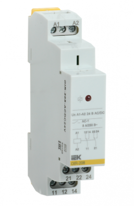 Фотография товара 'IEK Реле промежуточное модульное OIR 2 контакта 8А 24В AC/DC OIR-208-ACDC24V'