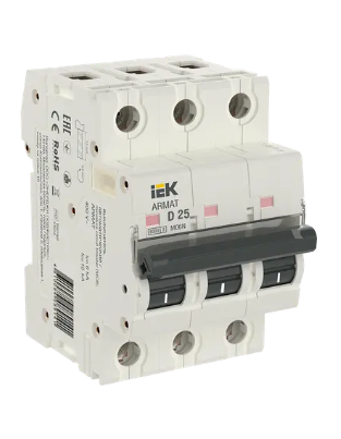 Фотография товара 'IEK ARMAT Автоматический выключатель M06N 3P D 25А, AR-M06N-3-D025'