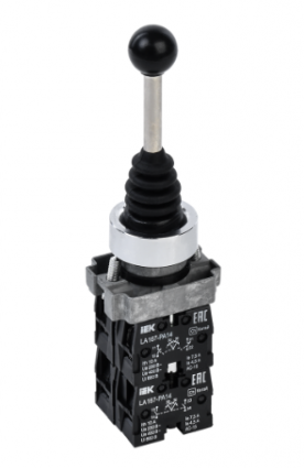 Фотография товара 'IEK Джойстик LA167-PA14 на 4 положения 4з с фиксацией черный BBJ20-PA14-6-21-4-K02'