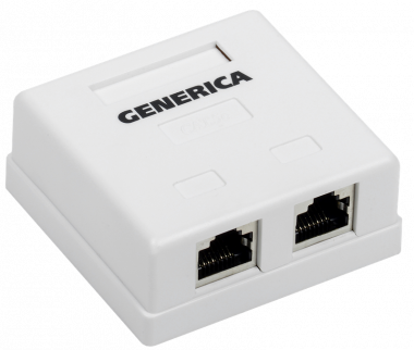 Фотография товара 'IEK CS2-1C5EF-22-G Розетка инф. настенная RJ45 кат. 5Е FTP 2 порта GENERICA'