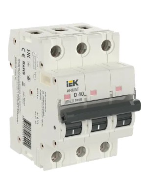 Фотография товара 'IEK ARMAT Автоматический выключатель M06N 3P D 40А, AR-M06N-3-D040'