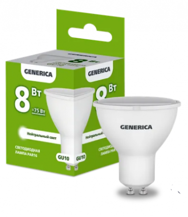 Фотография товара 'IEK Лампа светодиодная PAR16 софит 8Вт 230В 4000К GU10 LL-PAR16-08-230-40-GU10-G'