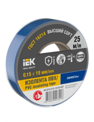 Фотография товара 'IEK MIXTAPE 7 Изолента 0,15х19мм синяя 25м EX-IZ10-C15-19-25-K07'