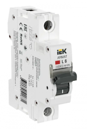 Фотография товара 'IEK ARMAT Автоматический выключатель M10N 1P L 6А AR-M10N-1-L006'