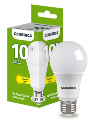 Фотография товара 'IEK Лампа светодиодная A60 груша 10Вт 230В 3000К E27 LL-A60-10-230-30-E27-G'