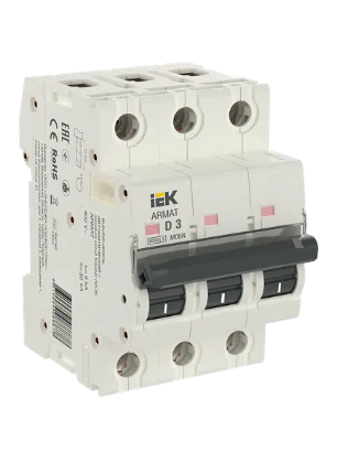 Фотография товара 'IEK ARMAT Автоматический выключатель M06N 3P D 3А, AR-M06N-3-D003'