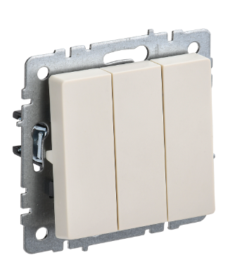 Фотография товара 'IEK BRITE Выключатель 3-клавишный 10А ВС10-3-0-БрКр бежевый BR-V30-0-10-K10'