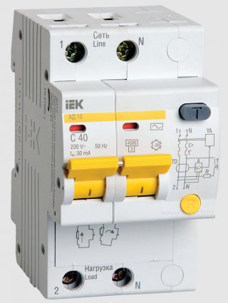 Фотография товара 'IEK Дифференциальный автомат АД12М 2Р С40 30мА MAD12-2-040-C-030'