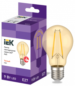 Фотография товара 'IEK Лампа LED A60 шар 9Вт 230В 2700К E27 серия 360°, LLF-A60-9-230-30-E27-CLG'