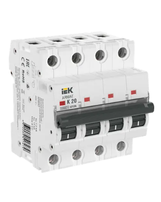 Фотография товара 'IEK ARMAT Автоматический выключатель M10N 4P K 20А AR-M10N-4-K020'