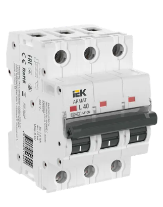 Фотография товара 'IEK ARMAT Автоматический выключатель M10N 3P L 40А AR-M10N-3-L040'