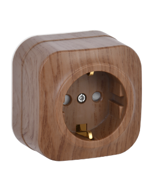 Фотография товара 'IEK Розетка одноместная для открытой установки РСш20-3-ХД с заземлением и защитной шторкой 16А GLORY дуб ERH14-K24-16'