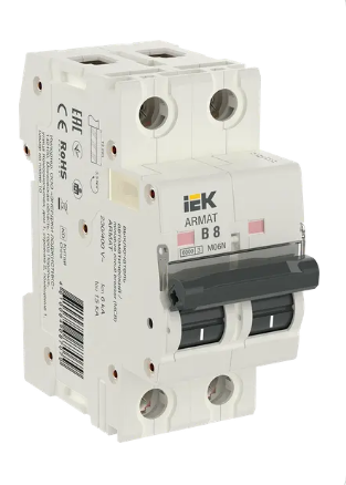 Фотография товара 'IEK ARMAT Автоматический выключатель M06N 2P B 8А AR-M06N-2-B008'
