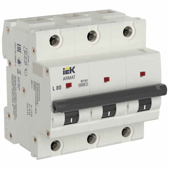 Фотография товара 'IEK AR-M10H-3-L080 ARMAT Авт. выкл. M10H 3P L 80А'