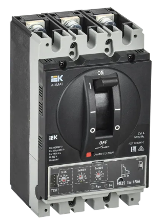 Фотография товара 'IEK ARMAT Автоматический выключатель в литом корпусе 3P типоразмер A 85кА 125А AR-MCCB-3A-085-0125A-ELSC'