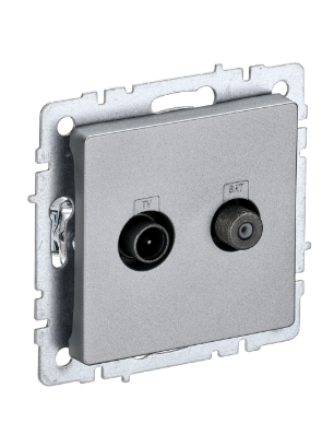 Фотография товара 'IEK BRITE Розетка двойная TV+SAT РТВ/РСп12-БрА алюминий BR-AF20-O-K47'