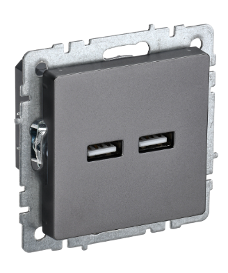 Фотография товара 'IEK BRITE Розетка USB A+A 5В 3,1А РЮ10-1-БрС сталь BR-U21-D31-K46'