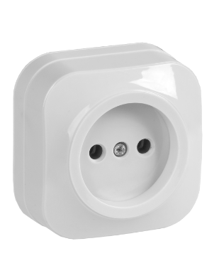 Фотография товара 'IEK Розетка одноместная для открытой установки РС20-2-ХБ без заземления 10А GLORY белый ERH10-K01-10'
