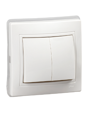 Фотография товара 'IEK KVARTA Выключатель 2-клавишный ВС10-2-0-КБ-44 10А IP44 белый KV-V20-10-44-K01'