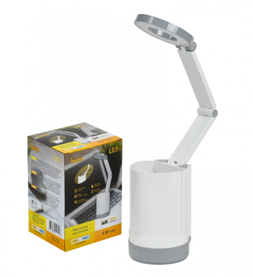 Фотография товара 'IEK LIGHTING Светильник светодиодный настольный 2012 5Вт пантограф с карманом белый LDNL3-2012-1-VV-5-K01'