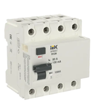 Фотография товара 'IEK ARMAT Выключатель дифференциального тока R10N 4P 80А 100мА тип AC-S, AR-R10N-4-080CS100'
