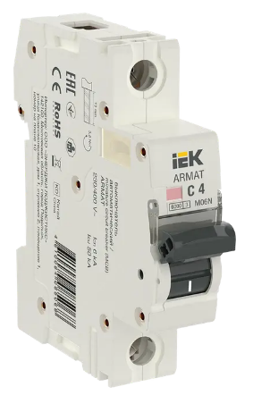 Фотография товара 'IEK ARMAT Автоматический выключатель M06N 1P C 4А AR-M06N-1-C004'