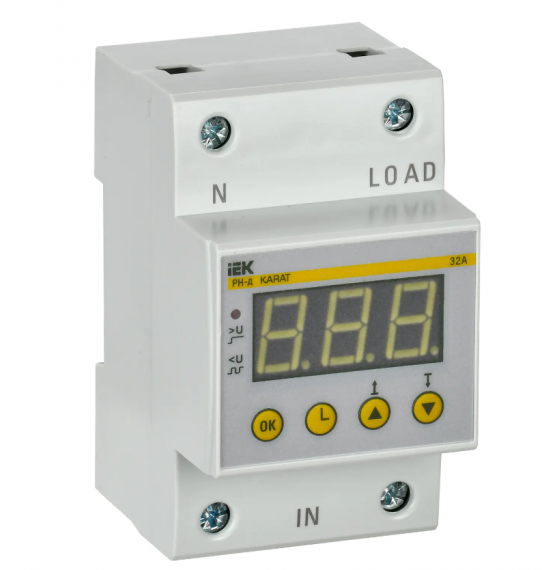 Фотография товара 'IEK Реле напряжения РН-д однофазное 54мм 32А IVR31-1-32'