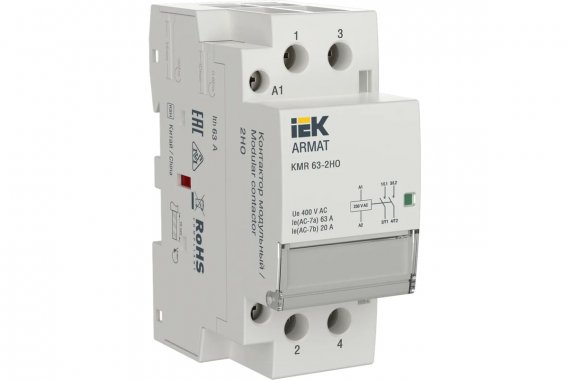 Фотография товара 'IEK AR-KMR10-063-20-230 ARMAT Контактор модульный KMR 63А 230В AC 2НО'