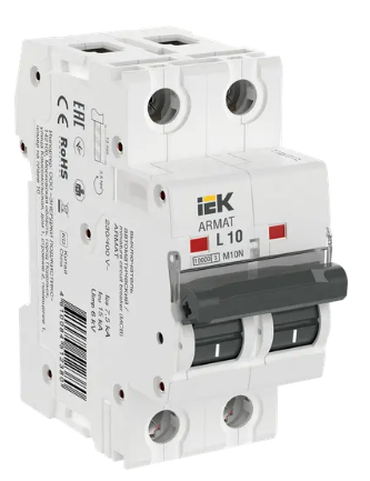 Фотография товара 'IEK ARMAT Автоматический выключатель M10N 2P L 10А AR-M10N-2-L010'
