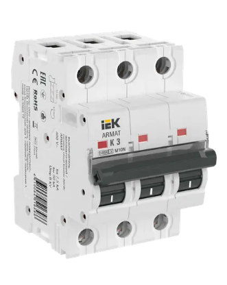 Фотография товара 'IEK ARMAT Автоматический выключатель M10N 3P K 3А AR-M10N-3-K003'