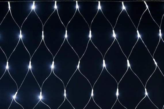 Фотография товара 'IEK LIGHTING Гирлянда сеть 1,5х1,5м 160 светодиодов белый свет IP20 прозрачный шнур 3м 230В контроллер 8 сцен LGDB410-2-160-L1-T-S-44'