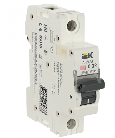 Фотография товара 'IEK ARMAT Автоматический выключатель M10N 1P C 32А AR-M10N-1-C032'