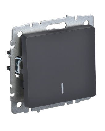 Фотография товара 'IEK BRITE Выключатель 1-клавишный с индикацией 10А ВС10-1-1-БрГ графит BR-V10-1-10-K53'