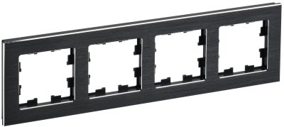 Фотография товара 'IEK BRITE Рамка 4 -местная РУ-4-1-БрЧ металл черный BR-M42-M-K02'