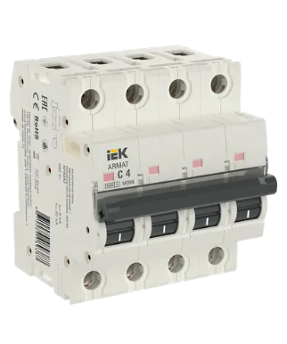 Фотография товара 'IEK ARMAT Автоматический выключатель M06N 4P C 4А AR-M06N-4-C004'