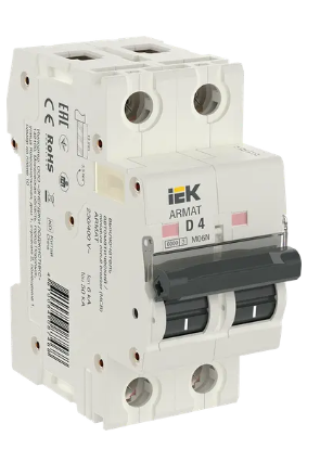Фотография товара 'IEK ARMAT Автоматический выключатель M06N 2P D 4А, AR-M06N-2-D004'