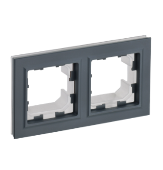 Фотография товара 'IEK BRITE Рамка 2-местная IP44 РУ-2-БрГ-44 графит BR-M22-44-K53'