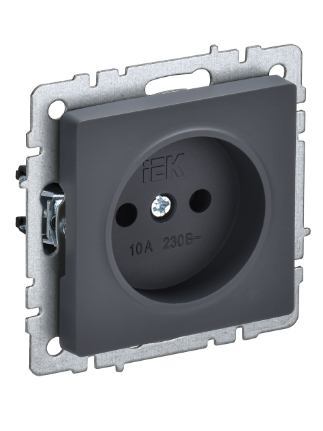 Фотография товара 'IEK BRITE Розетка 1-местная без заземления без защитных шторок 10А РС10-1-0-БрГ графит BR-R10-10-K53'