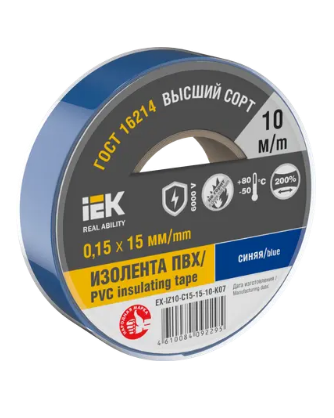 Фотография товара 'IEK MIXTAPE 7 Изолента 0,15х15мм синяя 10м EX-IZ10-C15-15-10-K07'