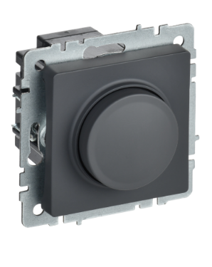 Фотография товара 'IEK BRITE Светорегулятор поворотно-нажимной 600Вт СС10-1-0-БрГ графит BR-D20-0600-K53'