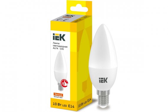 Фотография товара 'IEK LLA-C35-10-230-30-E14 Лампа LED ALFA C35 свеча 10Вт 230В 3000К E14'