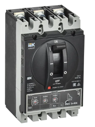 Фотография товара 'IEK ARMAT Автоматический выключатель в литом корпусе 3P типоразмер A 85кА 63А AR-MCCB-3A-085-0063A-ELSC'