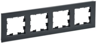 Фотография товара 'IEK BRITE Рамка 4 -местная РУ-4-2-БрЧ стекло черный BR-M42-G-K02'