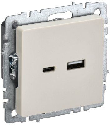 Фотография товара 'IEK BRITE Розетка USB A+C 18Вт РЮ11-1-БрКр бежевый BR-U22-018-K10'
