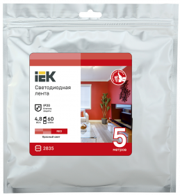 Фотография товара 'IEK Лента LED LSR-2835R60-4,8-IP20-12В, LSR1-6-060-20-3-05'