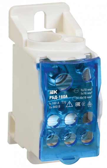 Фотография товара 'IEK Распределительный блок на DIN-рейку РБД-160А, RBD-160'