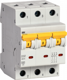Фотография товара 'IEK Выключатель автоматический ВА47-60МА без теплового расцепителя 3P 32А 6кА D, MVA33-3-032-D'