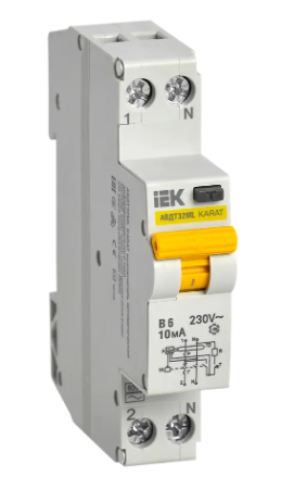 Фотография товара 'IEK Выключатель автоматический дифференциального тока АВДТ32МL B6 10мА KARAT, MVD12-1-006-B-010'