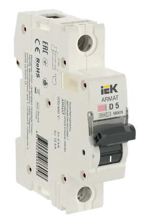 Фотография товара 'IEK ARMAT Автоматический выключатель M06N 1P D 5А AR-M06N-1-D005'